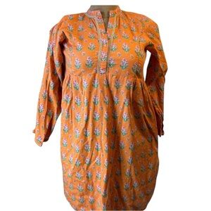 ZEEN Pakistani Tunic Top , Orange Floral, Embellished Details, middle eastern 16